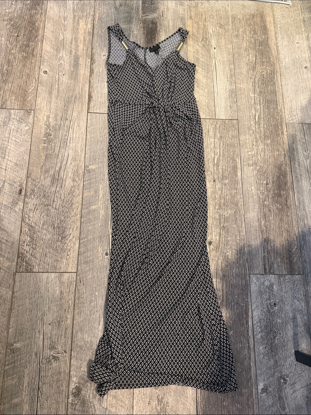 Worthington Black and White Geometric Twist-Front Maxi Dress